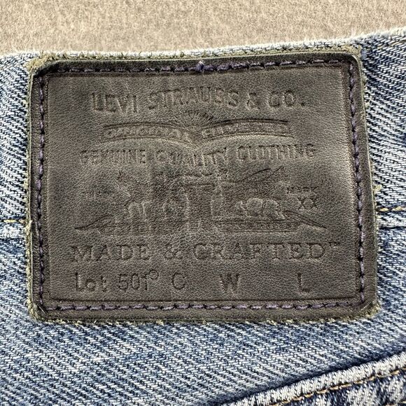 Levis 501 Jeans Womens 28 Medium Wash Made & Crafted Selvedge Denim Button Fly - Picture 9 of 16